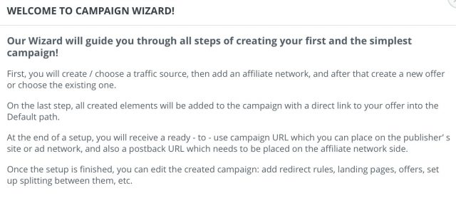 Adsbridge Review Tutorial campaign wizard