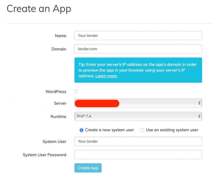 vultr vps ssl serverpilot - serverpilot create app