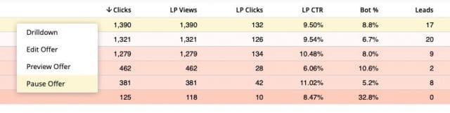 Binom Tracker Review Update - Pause offer Stats