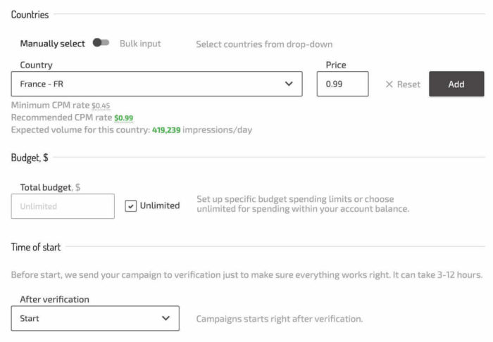 adsterra review - country targeting