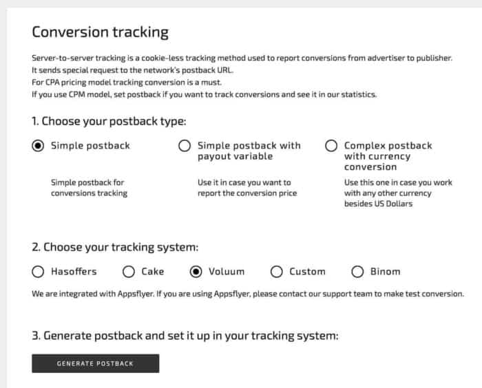 adsterra review - postback set up