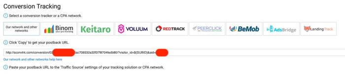 Clickadu conversion tracking